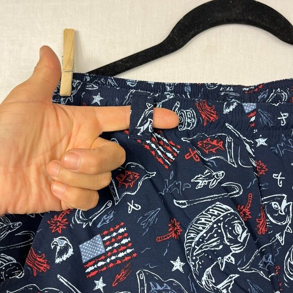 Columbia PFG Pull On Swim Trunks Mesh Liner Mens M Patriotic Performance Navy - Picture 3 of 14